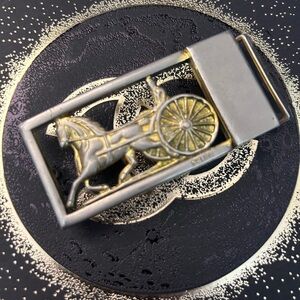 Celine Silver and Gold Horse Carriage Belt Buckle